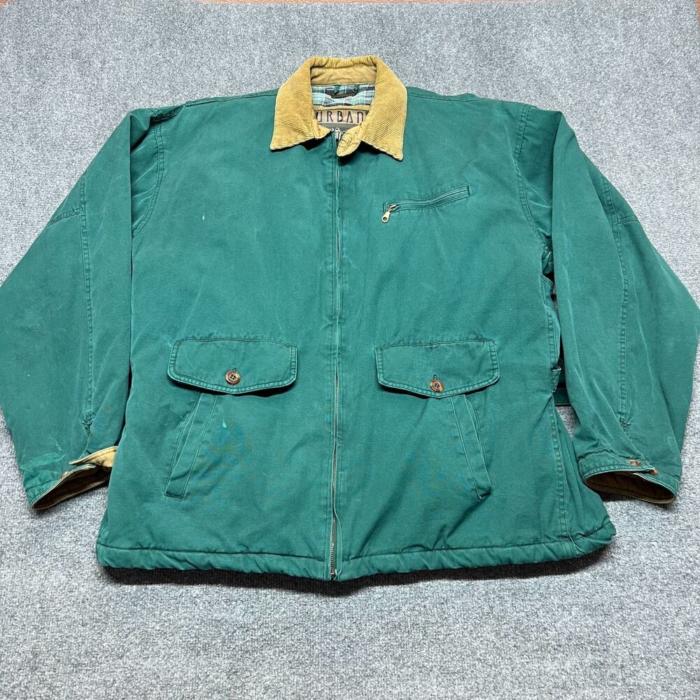 Vintage Urban Equipment World Wear Mens XL Green Plaid Lined Field Chore Jacket